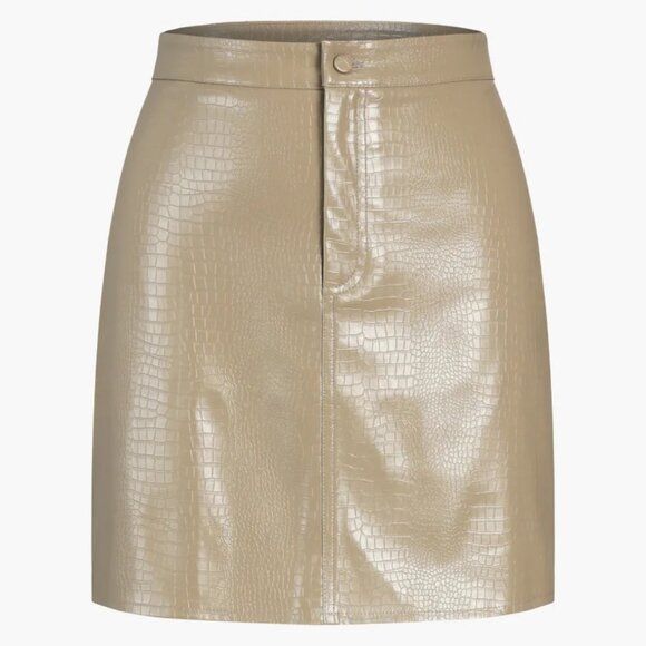 Commense Dresses & Skirts - Commense NWT Faux Croc Leather Mini Skirt in Khaki size XS